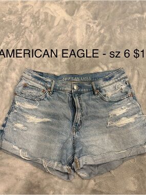 American Eagle Outfitters Light Wash Distressed Denim Shorts